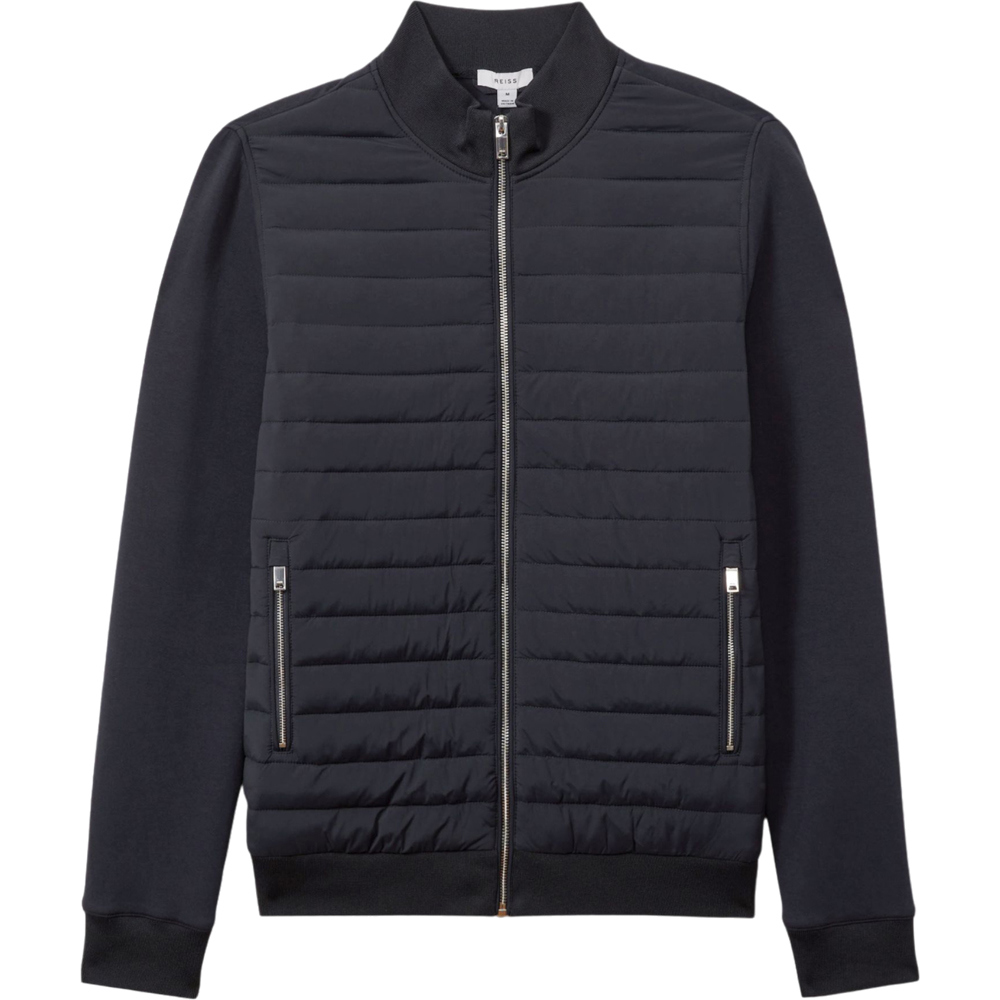 REISS FREDDIE Hybrid Quilt and Interlock Jersey Zip Through Jacket